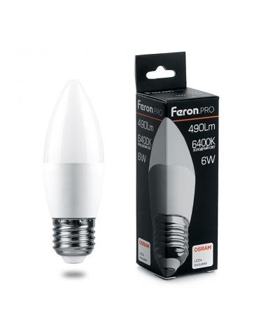 Фотография товара 'Feron LB-1306 Лампа светодиодная Свеча E27 6W 6400K'