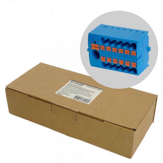 Фотография товара 'Feron 49754 LD580 PTFIX 6-12/25 Зажим блочный PT распред. на 12 точ,сеч 2,5 мм2,690V,41А'