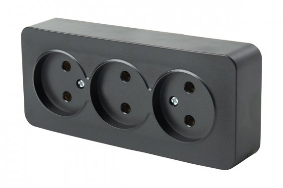 Фотография товара 'Feron 49500 Розетка STEKKER MST10-13-05 на 3 гнездо, без заземления'