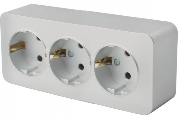 Фотография товара 'Feron 49330 Розетка STEKKER MST16-13-03 на 3 гнездо, с заземлением'