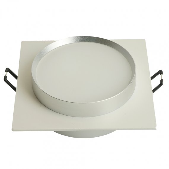 Фотография товара 'Feron Светильник потолочный встраиваемый (ФВО) , под лампу GX53 GX53, белый+серебро, квадрат, 110*110*40 мм, 51361'